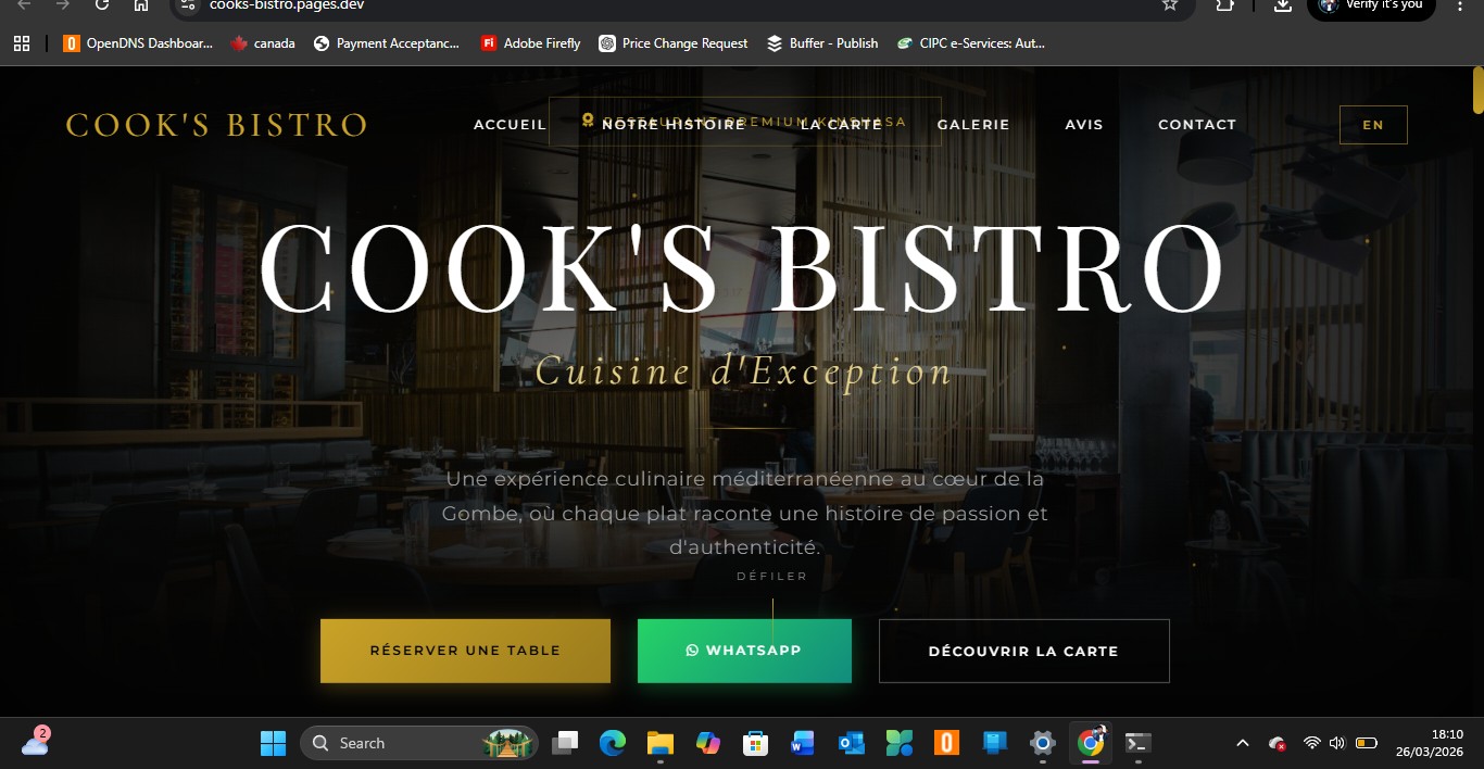 Cook's Bistro — Fine dining Mediterranean restaurant, Kinshasa