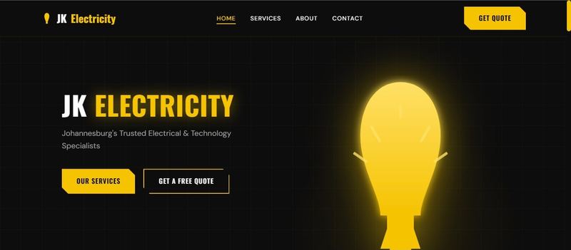 JK Electricity — Lead generation website for electrical contractor, Johannesburg