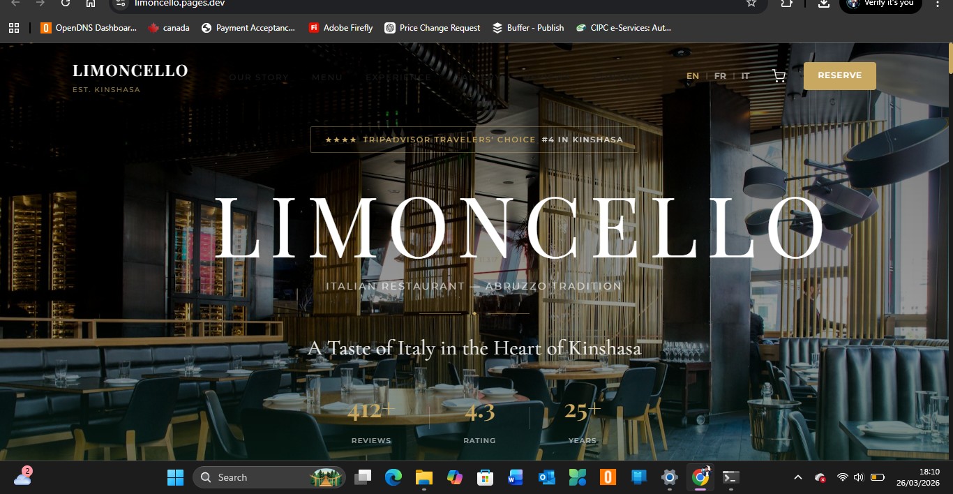 Limoncello — Authentic Italian restaurant, Kinshasa